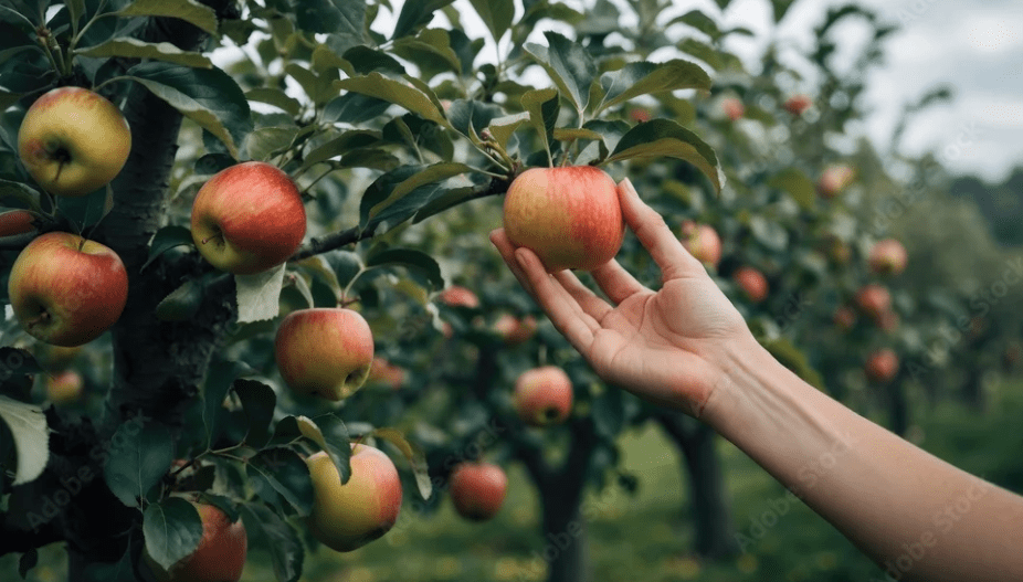 Indian farmers harvesting ripe apples for international markets